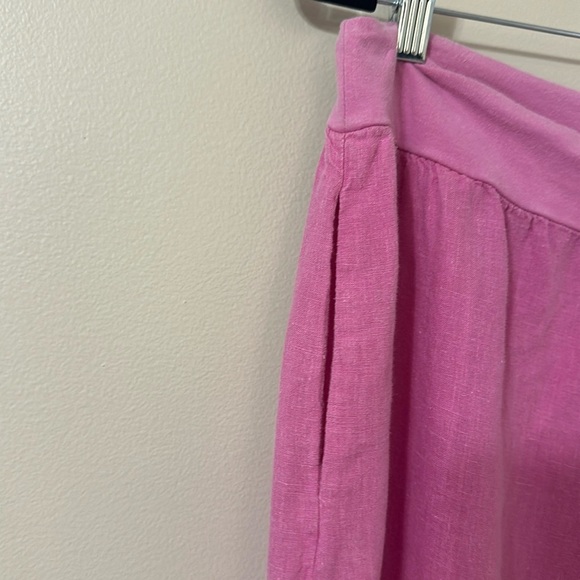 FLAX Designs Full Time Pant Linen Drawstring Pants Wide Leg Pink Sz Medium Beach - Picture 5 of 11